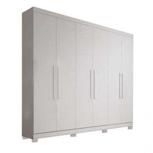 Guarda-roupa Solteiro 6 Portas 1,80m Com Pés - Sergipe-branco - Bianchi Móveis