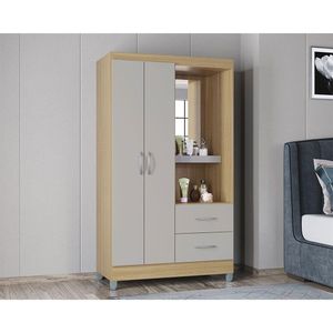 Guarda Roupa Cordoba Com 2 Portas E 2 Gavetas Poquema Damasco/off White