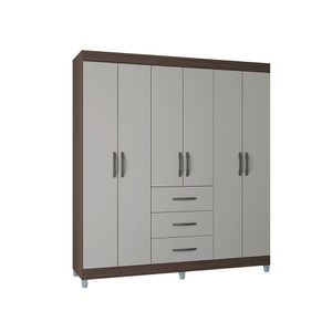 Guarda Roupa Servilha Com 6 Portas E 3 Gavetas Poquema Chocolate/offwhite