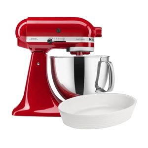 Compre Batedeira Planetária KitchenAid Artisan Vermelho KEA30CVP e Ganhe Assadeira Cerâmica Oval Branco A\CASA