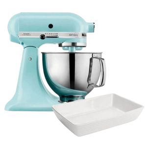 Compre Batedeira Planetária Kitchenaid Mineral Water KEA33CQ e Ganhe Assadeira Cerâmica Retangular Branco A\CASA