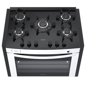 Fogao a Gas de Embutir 5 Bocas Venax Gaudi Prisma Vitreo Branco