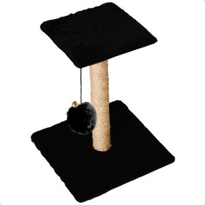 Arranhador Para Gatos Pet Quadrado Poste Sisal Com Brinquedo Pompom Pelúcia Guizo