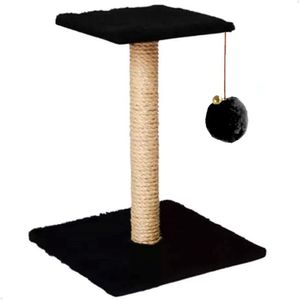 Arranhador Para Gatos Pet Quadrado Poste Sisal Com Brinquedo Pompom Pelúcia Guizo