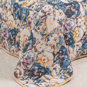 Edredom Cobertor Casa Scarpa Sonnet King Malha Estampada Dupla Face Algodão - Pet - Mostarda