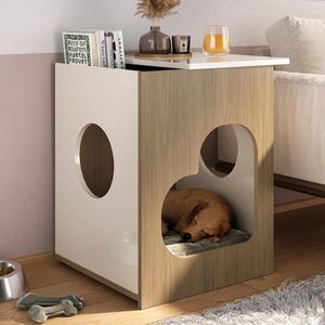 Mesa De Apoio Casinha Pet 52 Cm 4574 Carvalho Off White Arly