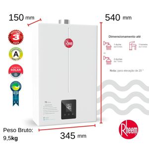 Aquecedor 15 litros digital EF Bivolt GLP Rheem