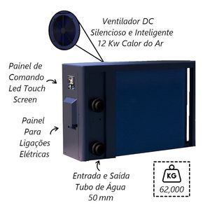 Bomba Calor Aquecedor Piscina Full Inverter Wifi 68200L 220V