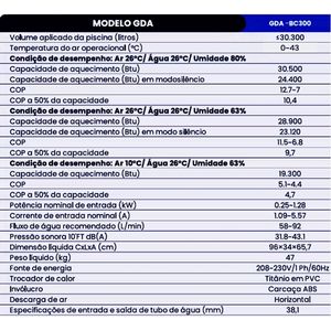 Bomba Calor Aquecedor Piscina Full Inverter Wifi 30300L 220V