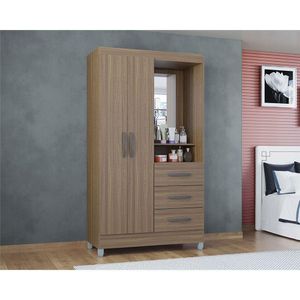 Guarda Roupa Madri Com 2 Portas E 3 Gavetas Poquema Castanho