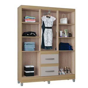 Guarda Roupa Capri 6 Portas 2 Gavetas Poquema Damasco/Off White