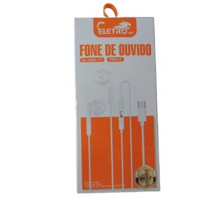 Fone De Ouvido Type C Com Microfone Eletromex EL-1410-TY - Preto