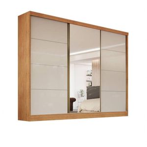 Guarda-roupa 1 Portas Espelhada Mdf 6 Gavetas - Bergamo-nature-off - Bianchi Móveis
