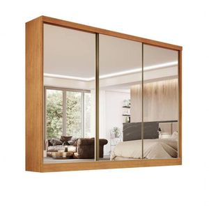 Guarda-roupa 3 Portas Espelhadas Mdf 6 Gavetas - Bergamo-nature - Bianchi Móveis