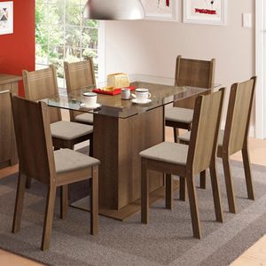 Kit Sala de Jantar Gales Rustic Mesa com 6 Cadeiras Madesa