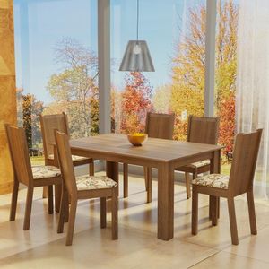 Conjunto Sala de Jantar Analu Mesa c/ 6 Cadeiras - Madesa