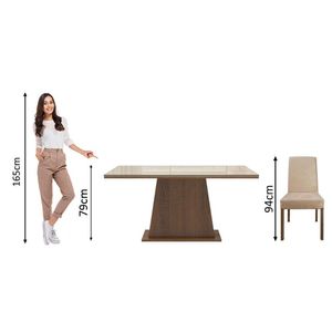 Mesa Tampo De Vidro Com 4 Cadeiras - Rustic/crema/imperial