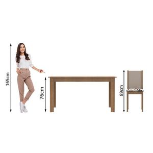 Conjunto Sala de Jantar Madesa Mesa Tampo Madeira 6 Cadeiras