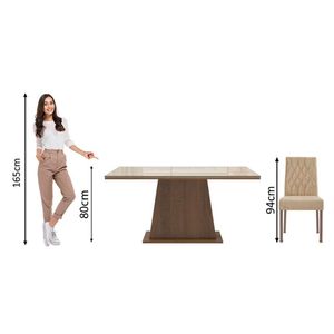 Conjunto Sala De Jantar Mesa Tampo De Vidro 4 Cadeiras Rust