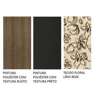 Conjunto Sala De Jantar Mesa Tampo De Madeira 4 Cadeiras Rustic/preto/lírio Bege Samara Madesa