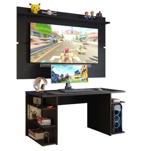 Mesa Para Computador Gamer e Painel Tv - Preto