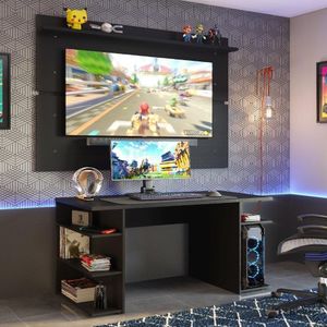 Mesa Para Computador Gamer e Painel Tv - Preto
