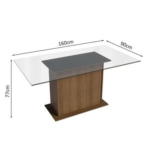 Conjunto Sala De Jantar Mesa Tampo De Vidro 6 Cadeiras Rustic/preto Yolanda Madesa Rustic/preto