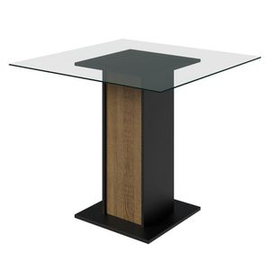 Conjunto Sala De Jantar Mesa Tampo De Vidro 4 Cadeiras Madesa Rustic/preto/silver