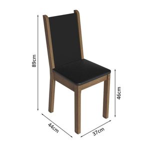 Conjunto Sala De Jantar Mesa Tampo De Vidro 4 Cadeiras Rustic/preto Tifani