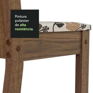 Conjunto Sala De Jantar Mesa Tampo De Madeira 4 Cadeiras Rustic/hibiscos Marilyn Madesa