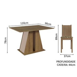 Conjunto Sala De Jantar Mesa Tampo De Madeira 4 Cadeiras Rustic/crema/bege Marrom Marilyn Madesa