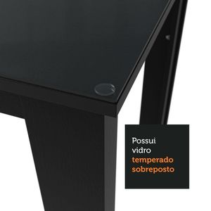 Sala Jantar Mesa Vidro 4 Cadeiras Preto/oxford