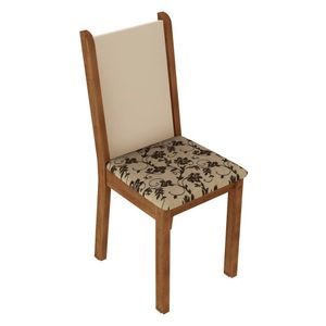 Sala Jantar Mesa Vidro 4 Cadeiras Rustic/crema