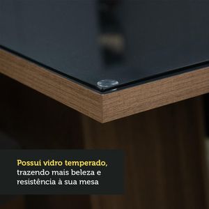 Conjunto Sala Jantar Mesa Vidro 6 Cadeiras Rustic-preto