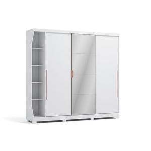 Guarda Roupa Casal 3 Portas de Correr 6 Gavetas Branco F542