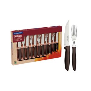 Jogo para Churrasco Jumbo Plenus com Lâminas em Inox e Cabos de Polipropileno Marrom 12pçs - Tramontina