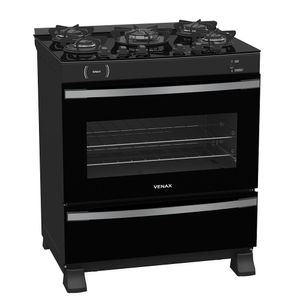 Fogao a Gas 5 Bocas Venax Maxi Vitreo Preto