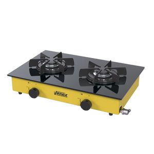 Fogao a Gas Portatil 2 Bocas Venax Flamalar Vitreo Amarelo