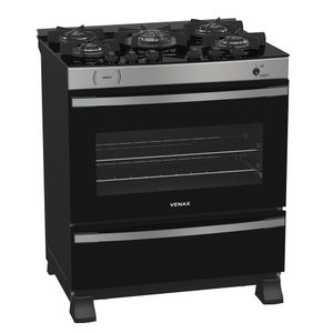 Fogao a Gas 5 Bocas Venax Maxi Vitreo Inox