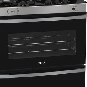 Fogao a Gas 5 Bocas Venax Maxi Vitreo Inox