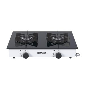 Fogao a Gas Portatil 2 Bocas Venax Flamalar Vitreo Branco
