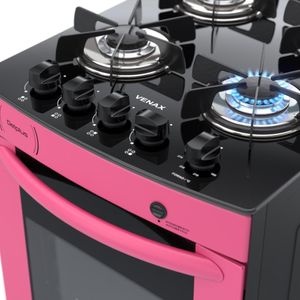 Fogao a Gas 4 Bocas Venax Delplus Vitreo BL Pink