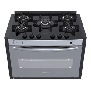 Fogao a Gas de Embutir 5 Bocas Venax Gaudi Prisma Vitreo EL Inox