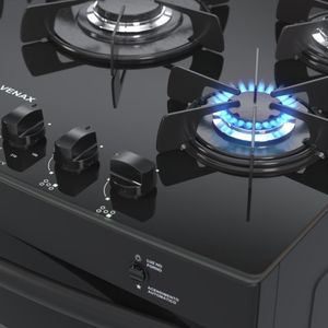 Fogao a Gas 5 Bocas Venax Picasso Vitreo Preto