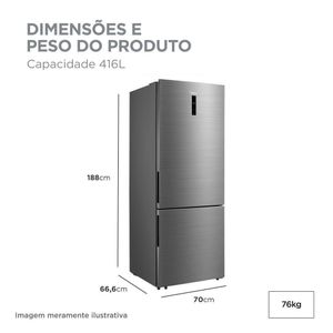 Geladeira Midea Inverse Frost Free Inverter Inox 416L Bivolt MDRB593FGD463