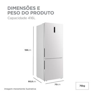Geladeira Midea Inverse Frost Free Inverter Branca 416L Bivolt MDRB593FGD013