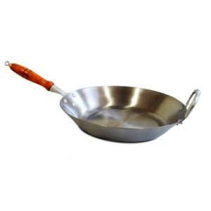 Frigideira Aço Carbono 2mm Cabo Madeira Fritura 3000ml 35cm. - Produto Queridinho!