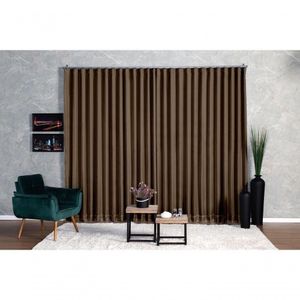 Cortina Microfibra Com Voil 6,00x2,30 Para Trilho Suíço marrom-escuro