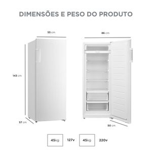 Freezer Vertical Midea 1 Porta 196L 2 Em 1 Branco MDRU276FZA012 220V