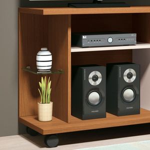 Rack Bancada De Tv 26 Pol 100cm Smart Off White/cinamomo - Hb Móveis